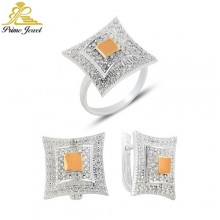 Altın +Gümüş Zirkon Taşlı Set